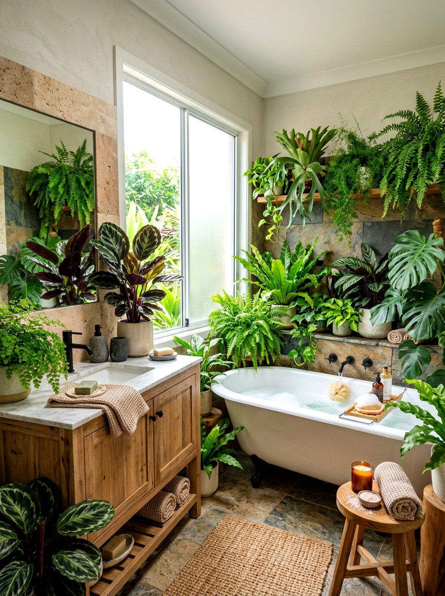 Bathroom Plant Oasis - 30 plant corner styling ideas