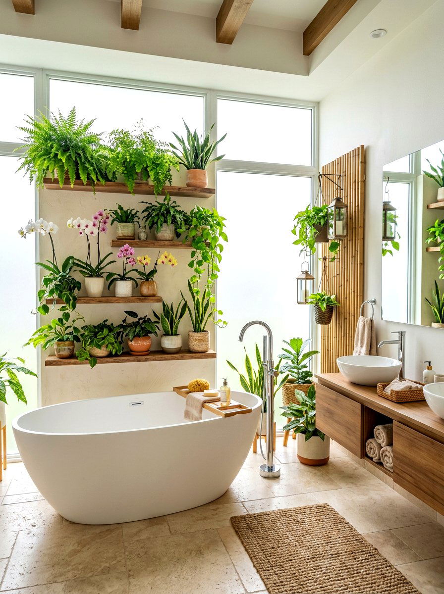Bathroom Plant Sanctuary - 30 indoor garden room ideas