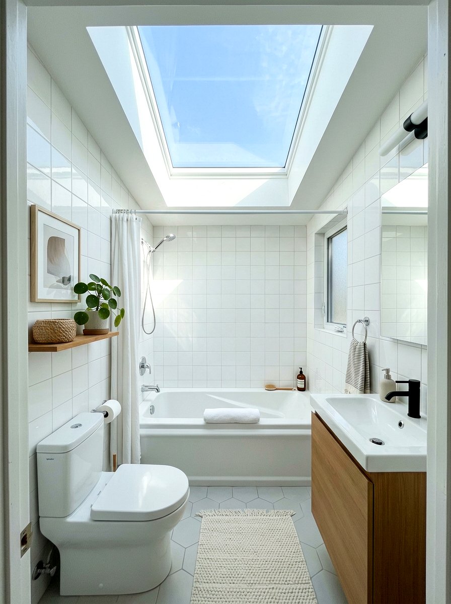 Bathroom Skylight - 30 small cottage bathroom ideas