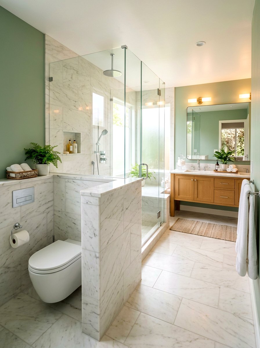 Bathroom Toilet Privacy Wall - 30 half wall zoning ideas