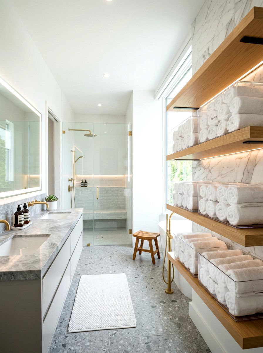 Bathroom Towel Roll Bins - 30 clear bin organization ideas