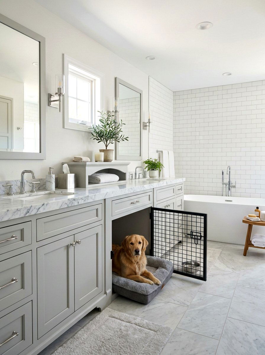 Bathroom Vanity Dog Kennel - 30 built in dog crate ideas