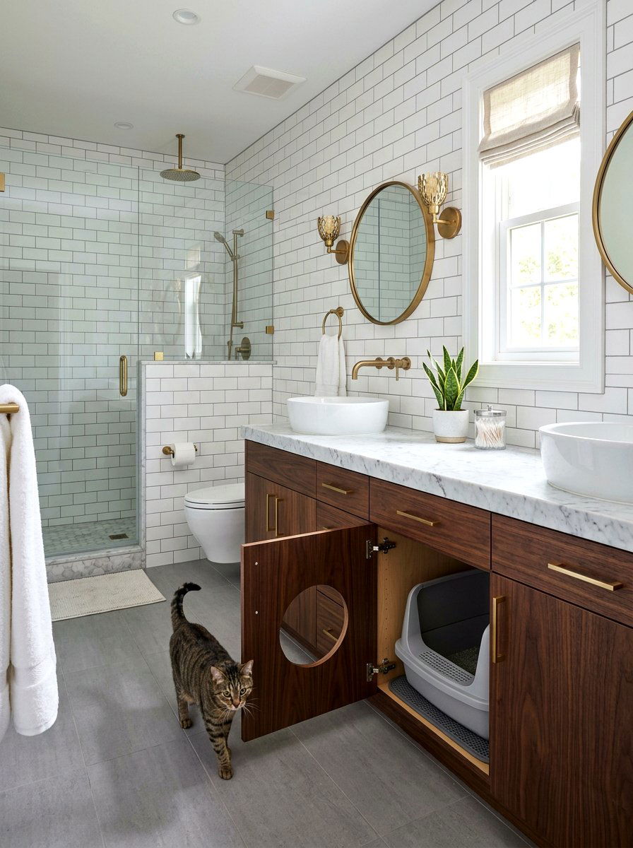 Bathroom Vanity Litter Box Combo - 30 hidden litter box furniture ideas