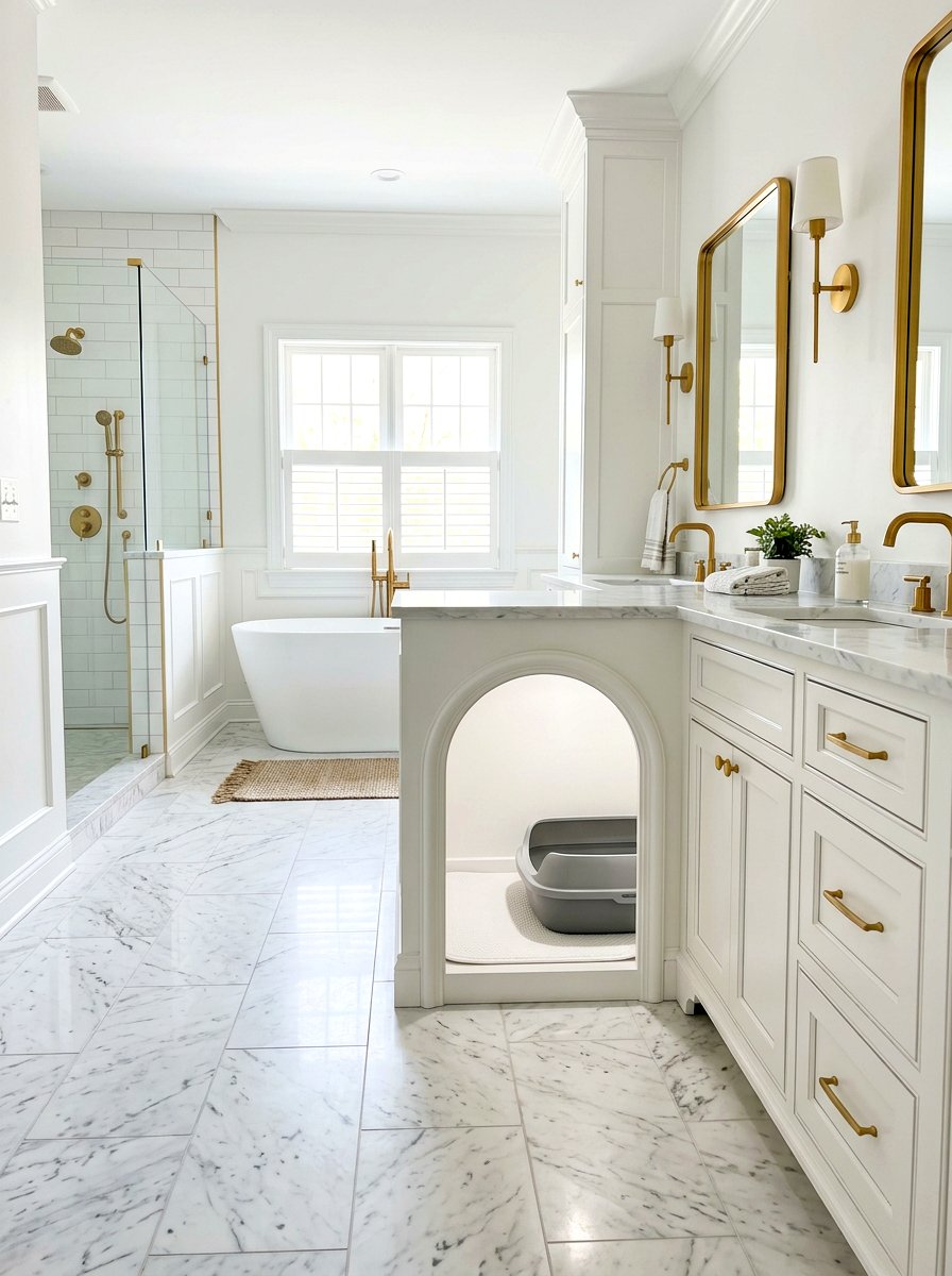 Bathroom Vanity Litter Box Nook - 30 litter box enclosure ideas