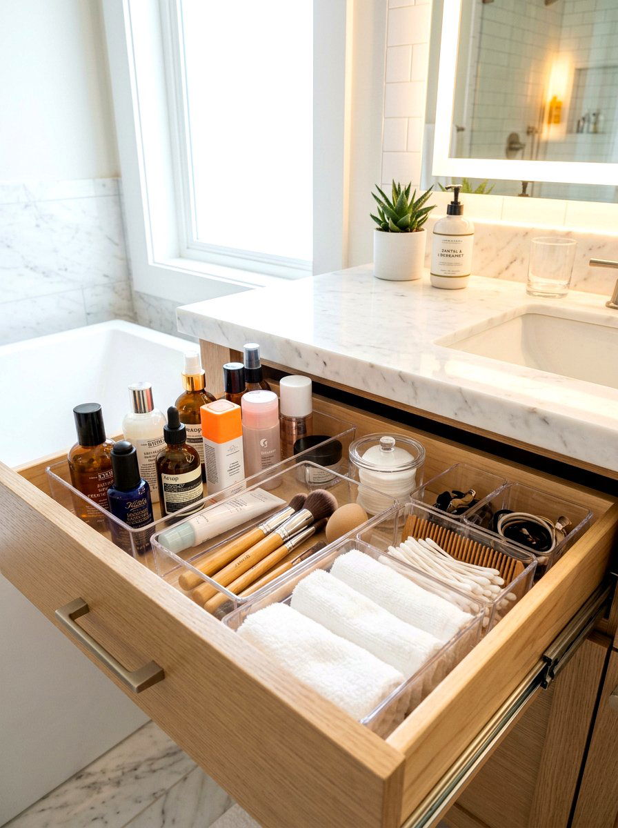 Bathroom Vanity Organizer - 30 deep drawer storage ideas