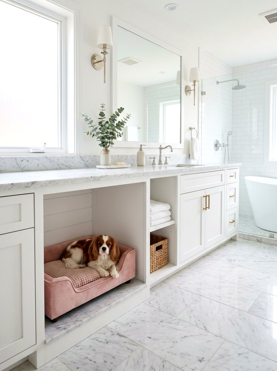 Bathroom Vanity Pet Nook - 30 pet bed nook ideas