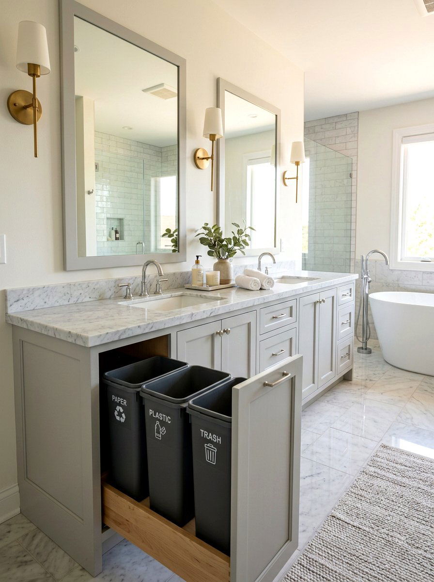 Bathroom Vanity Recycling Pull Out - 30 hidden recycling bin ideas