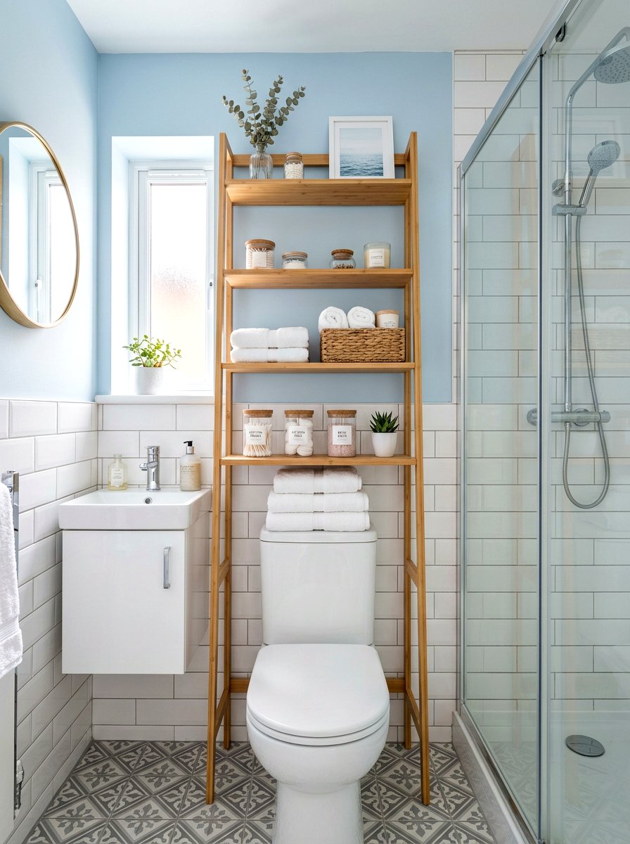 Bathroom Vertical Rack Storage - 30 studio apartment storage ideas