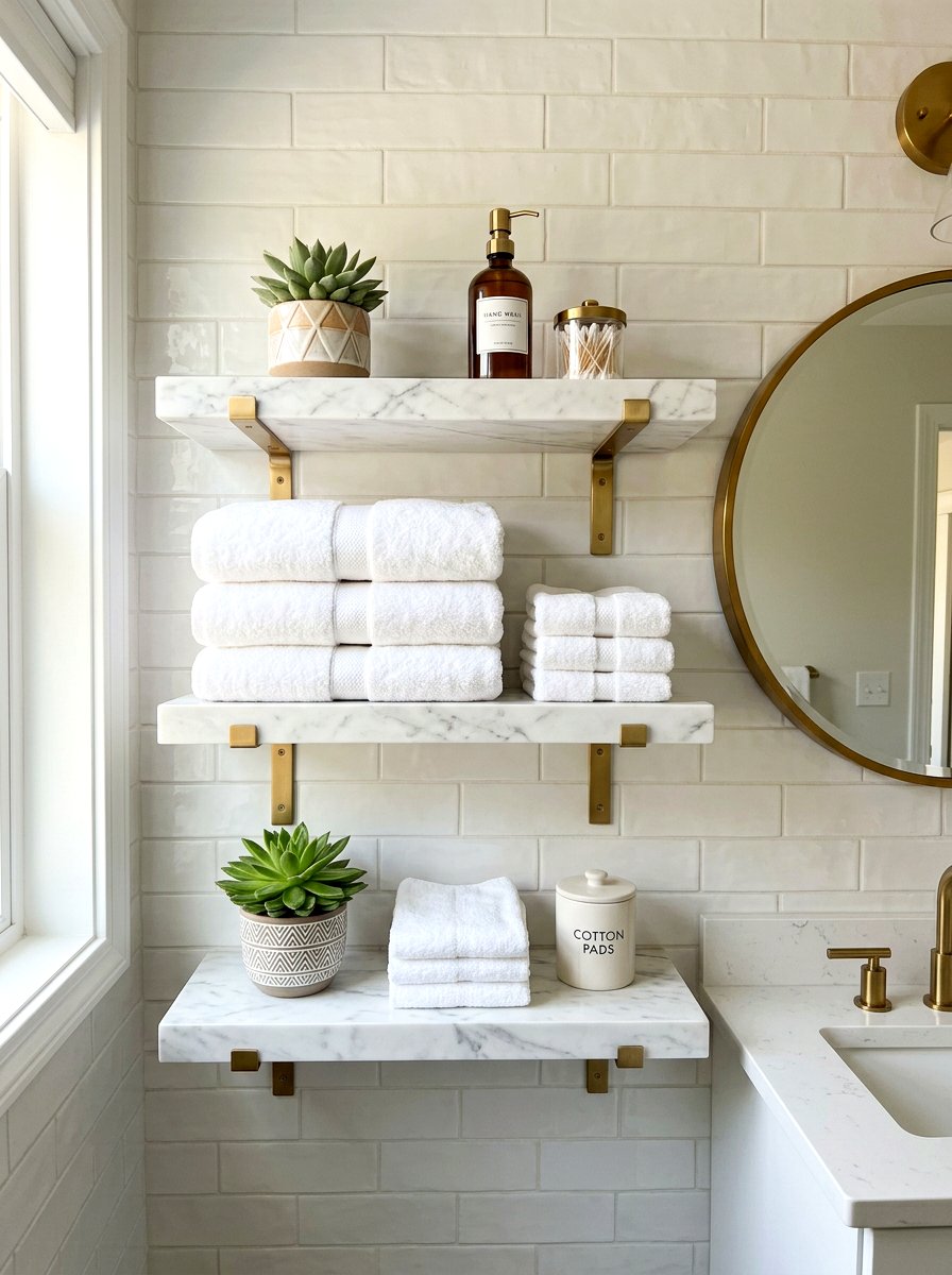 Bathroom Wall Shelves - 30 towel storage ideas