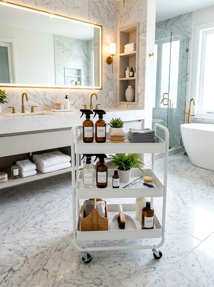 Bathroom cleaning supply cart - 30 green cleaning station ideas
