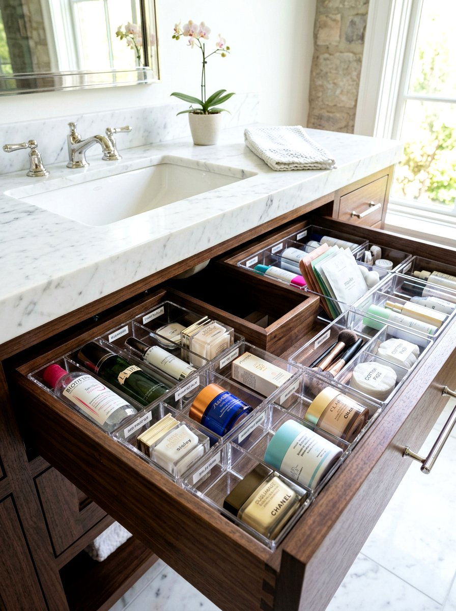 Bathroom drawer labels - 30 label organization ideas