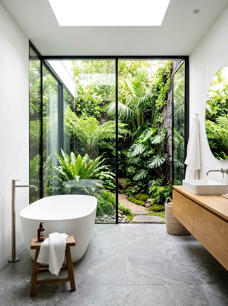 Bathroom garden courtyard - 30 indoor courtyard home ideas