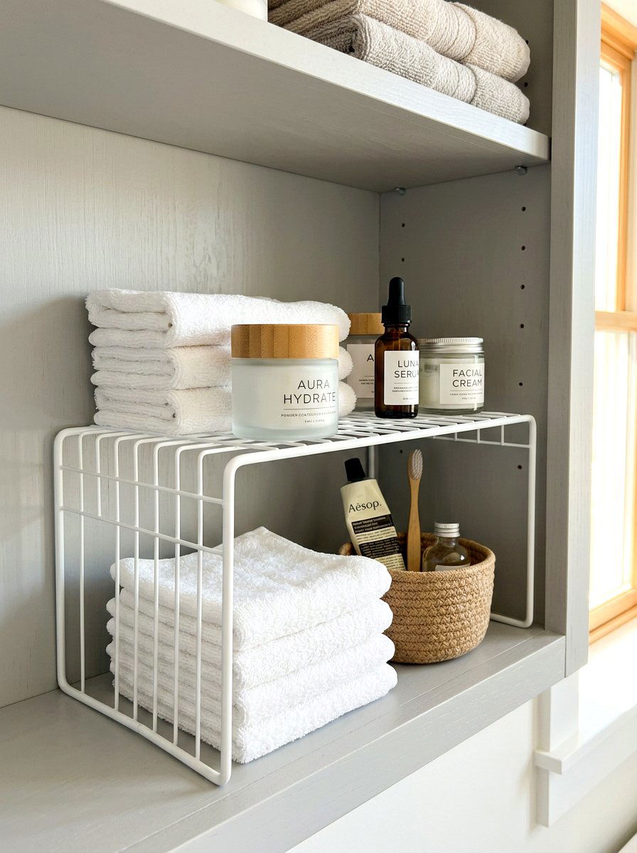 Bathroom shelf riser organizer - 30 organizing bathroom cabinets ideas
