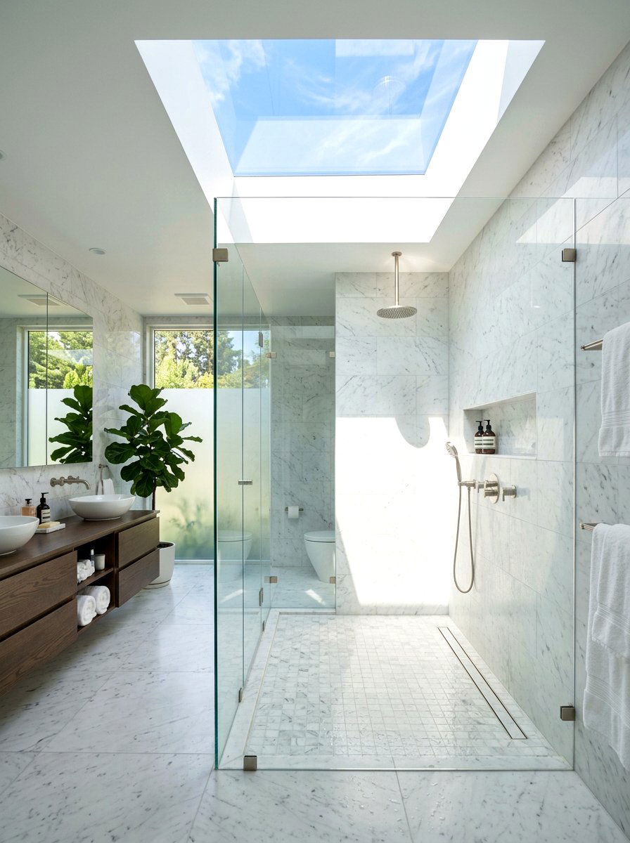 Bathroom skylight - 30 Scandinavian bathroom ideas