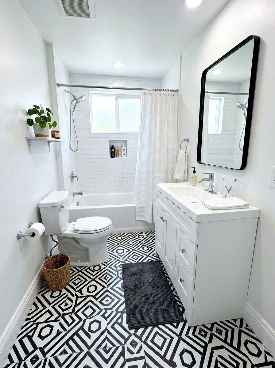 Bathroom sticker tiles - 30 viral apartment decor ideas