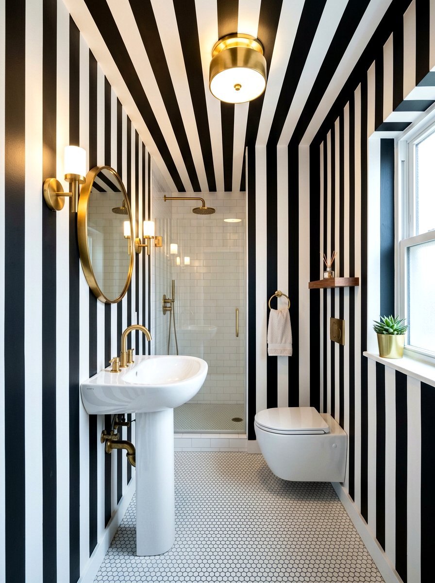 Bathroom striped ceiling - 30 striped ceiling ideas