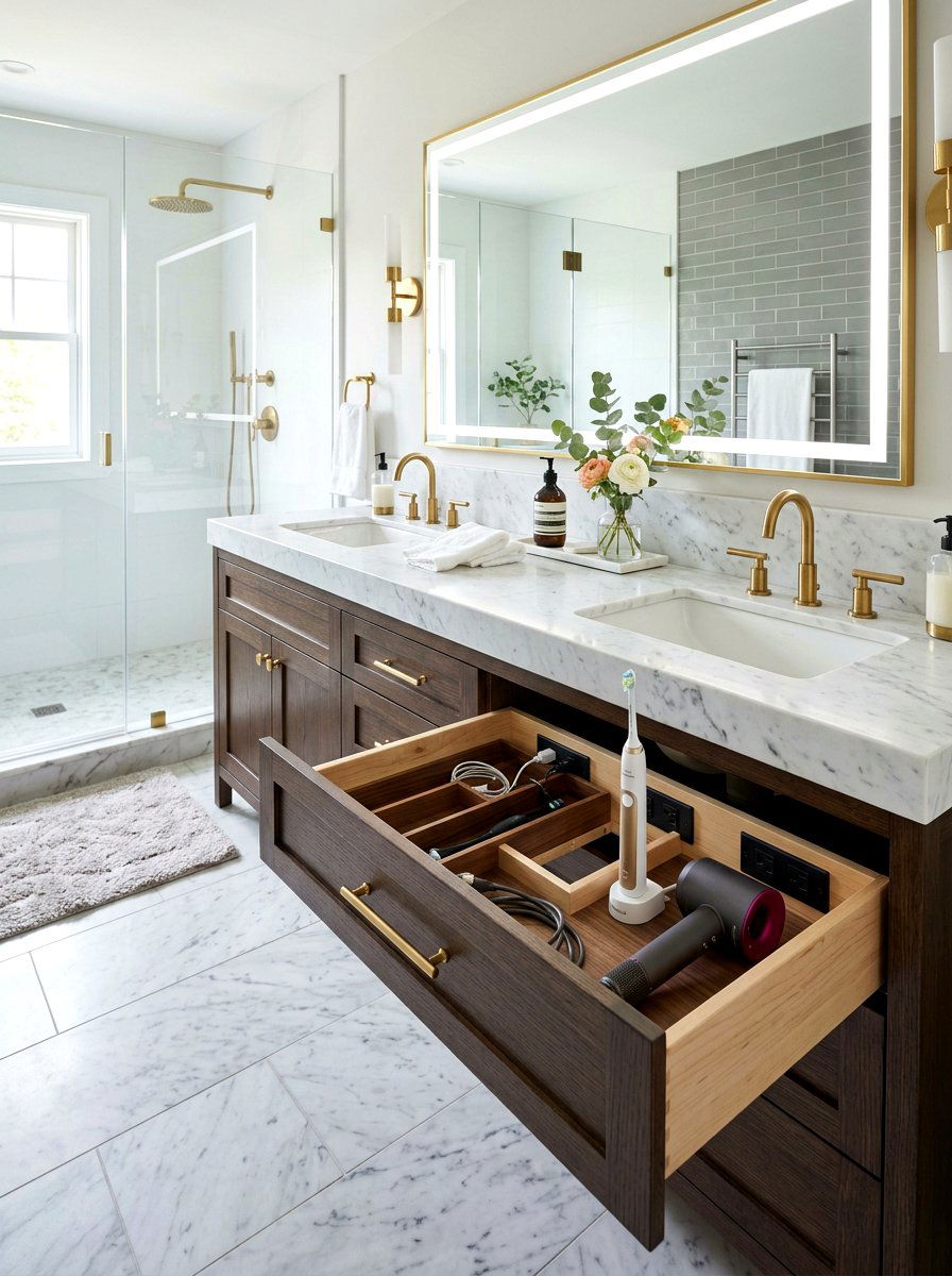Bathroom vanity power drawer - 30 charging station ideas