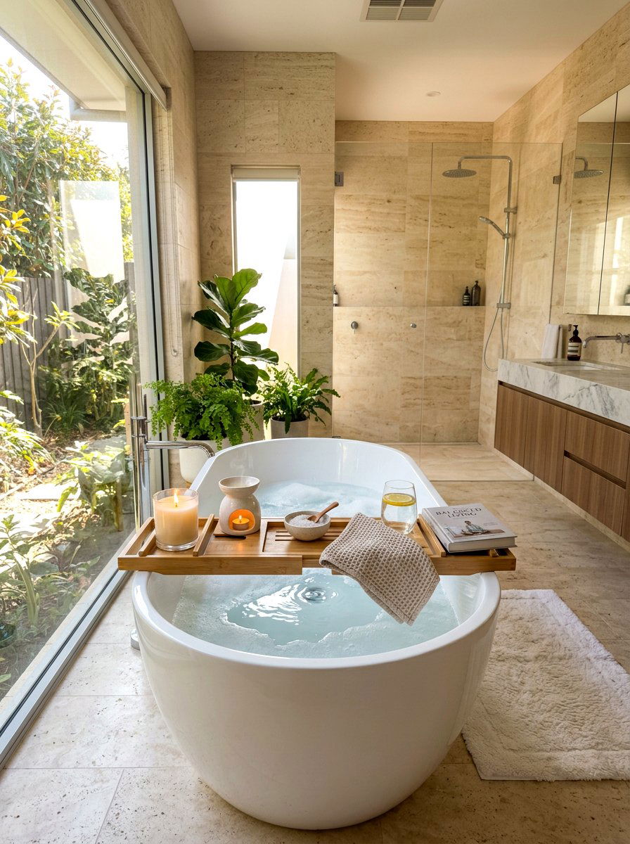 Bathtub Aromatherapy Tray - 30 aromatherapy room ideas