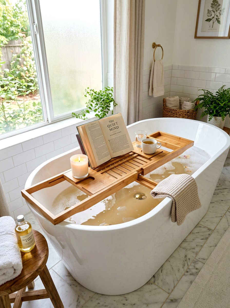 Bathtub Caddy Tray - 30 TikTok bathroom decor ideas