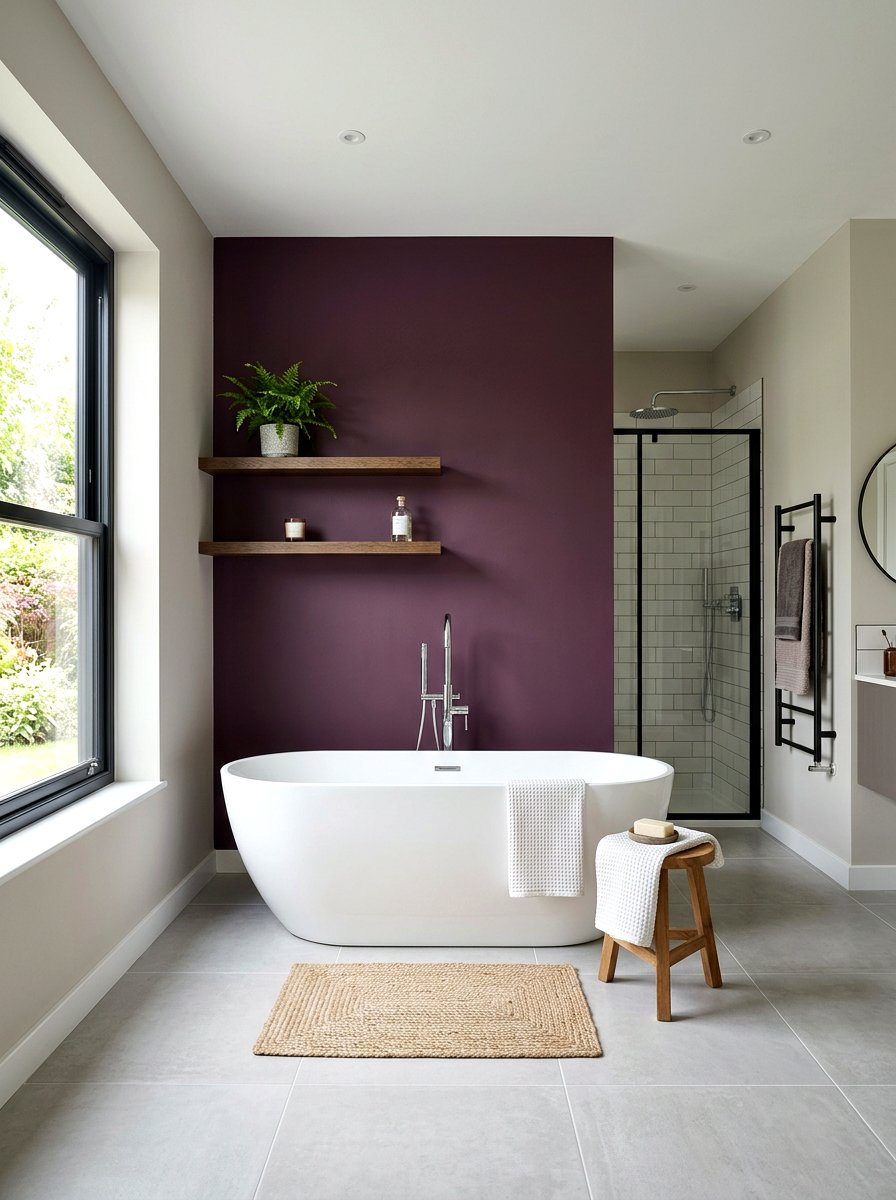Bathtub area color block bathroom - 30 color blocked bathroom ideas