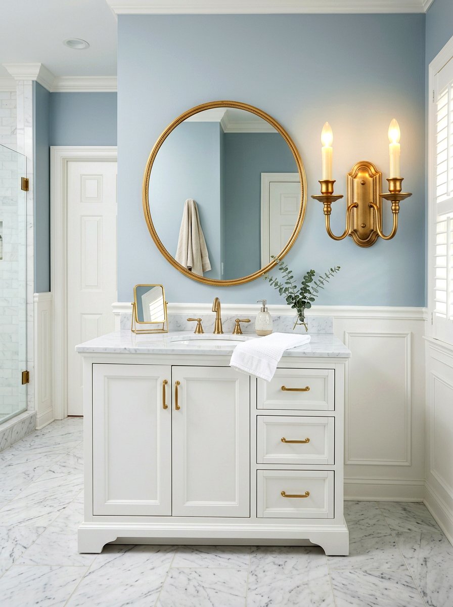Battery operated wall sconce - 30 renter friendly bathroom decor ideas