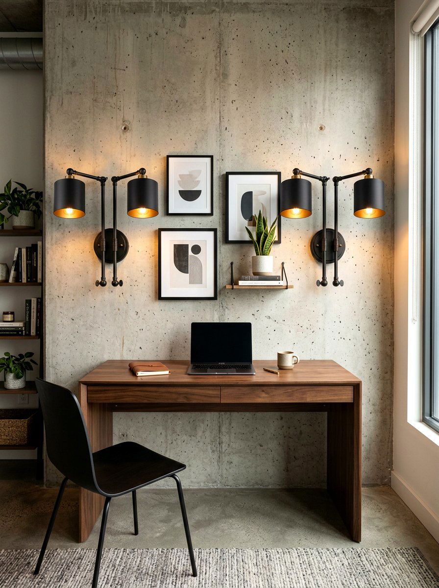 Battery operated wall sconce - 30 renter friendly home office ideas