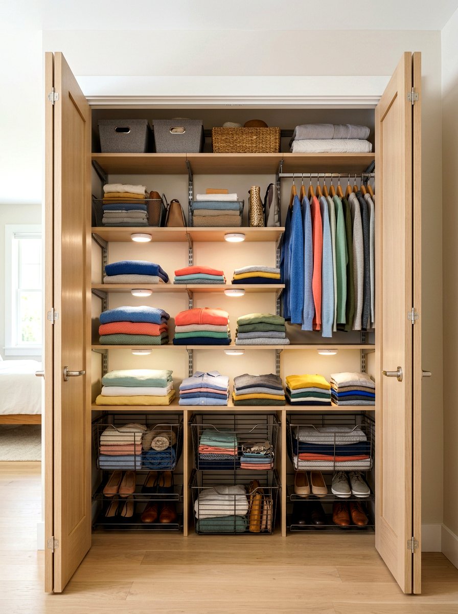 Battery powered puck light - 30 closet lighting ideas