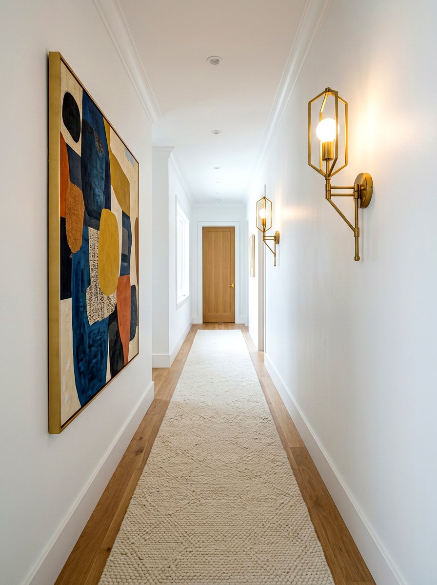 Battery powered wall sconces - 30 narrow rental hallway ideas