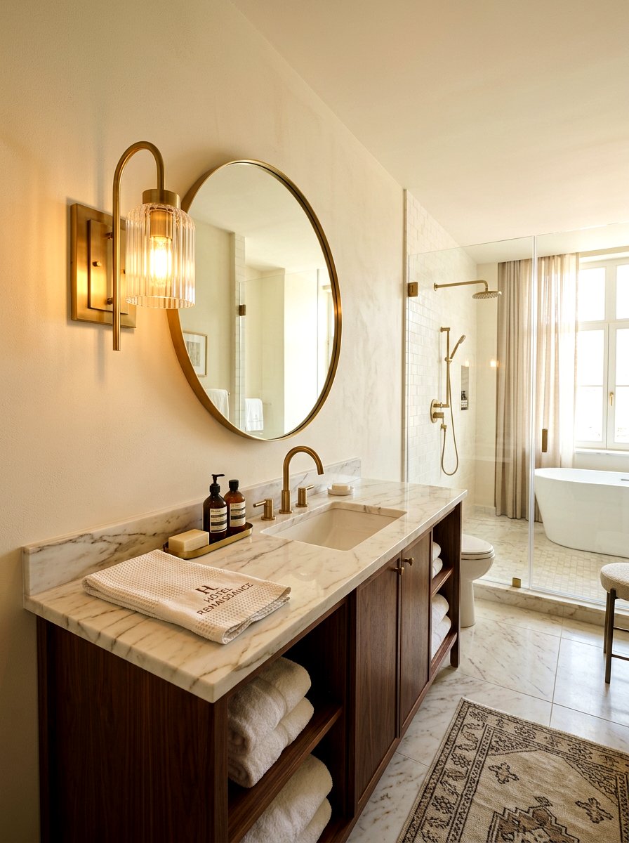 Battery wall sconce - 30 rental bathroom ideas