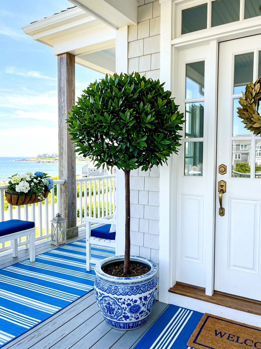 Bay Leaf Tree Topiary - 30 topiary front porch ideas aesthetic