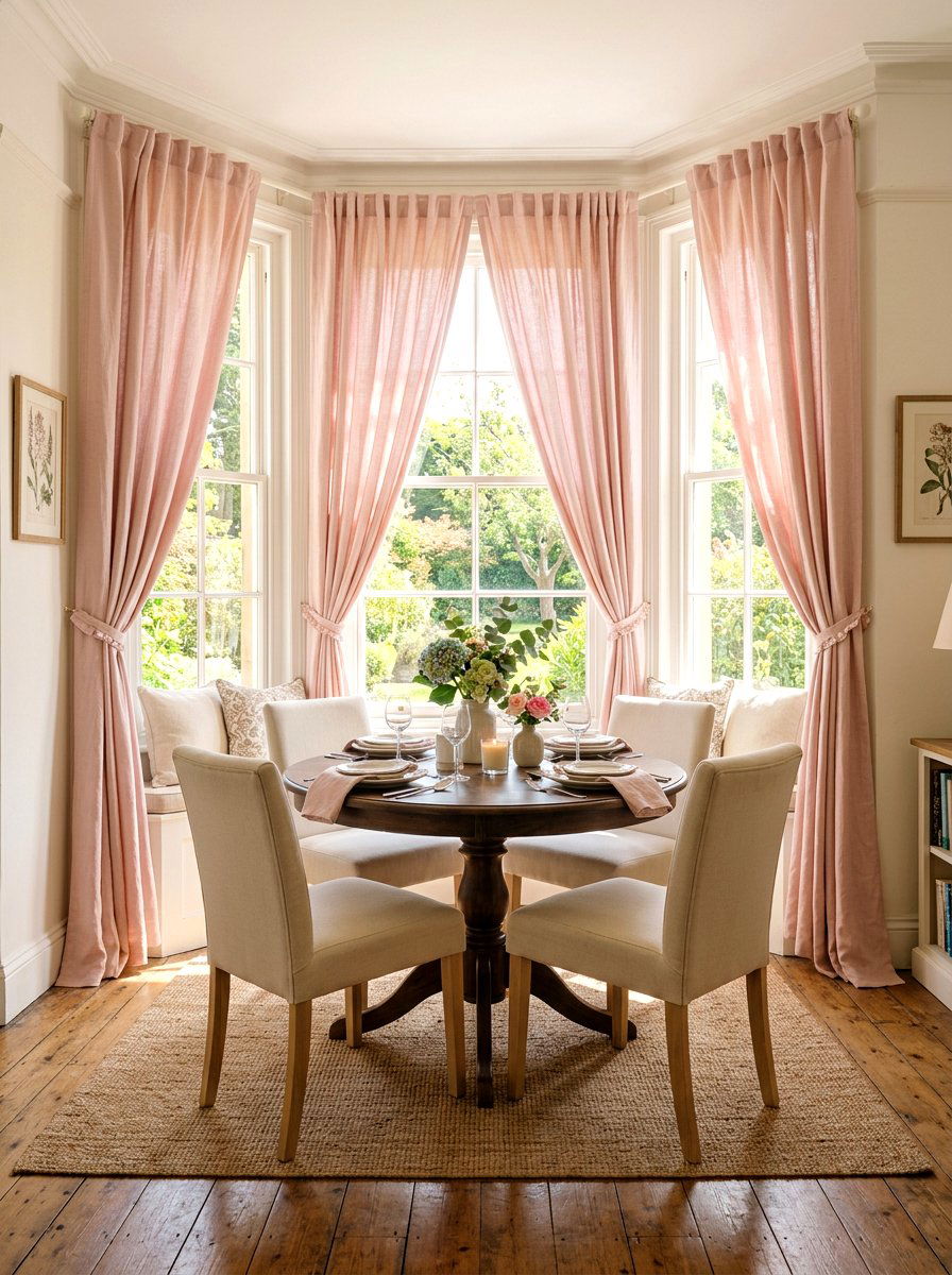 Bay Window Dining Room Drapes - 30 dining room draped curtains ideas