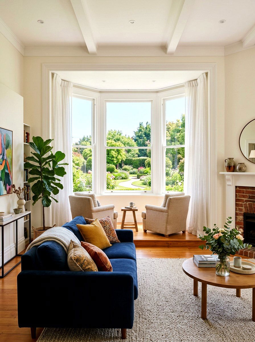 Bay Window Living Room - 30 rectangle living room layout ideas