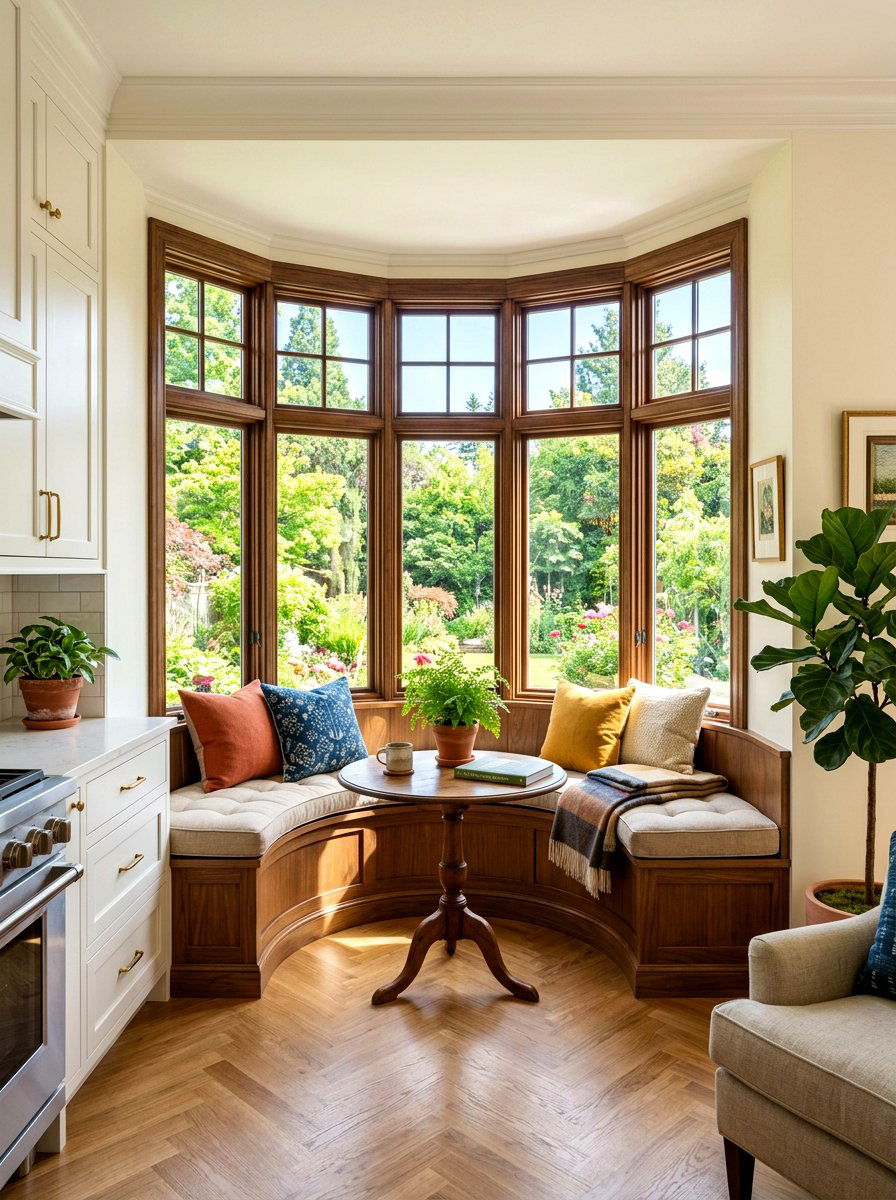 Bay Window Nook - 30 cozy kitchen window seat ideas