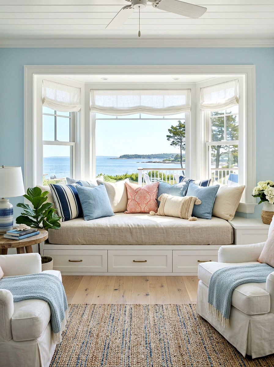 Bay window daybed for living room - 30 bay window seating living room ideas