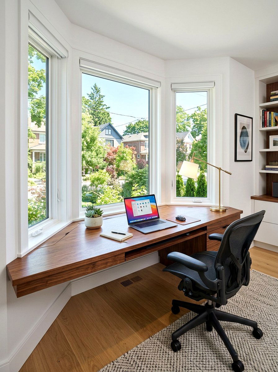 Bay window office desk - 30 bay window ideas