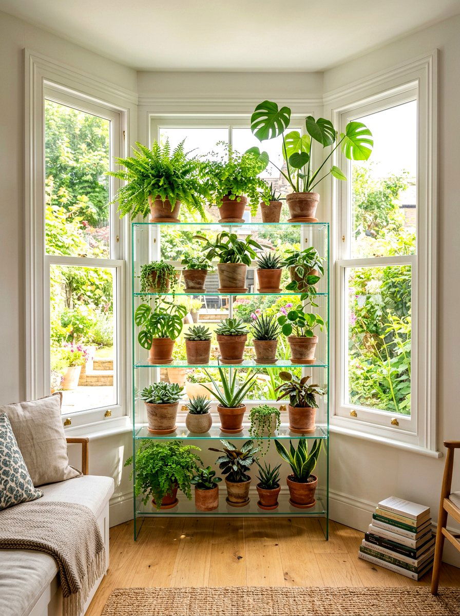 Bay window plant shelf - 30 bay window ideas