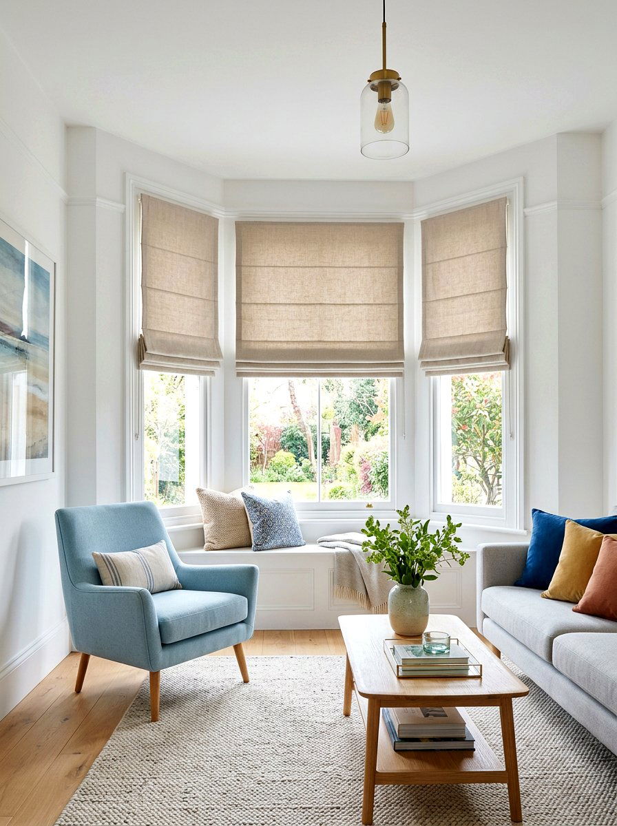 Bay window roman shades - 30 bay window ideas