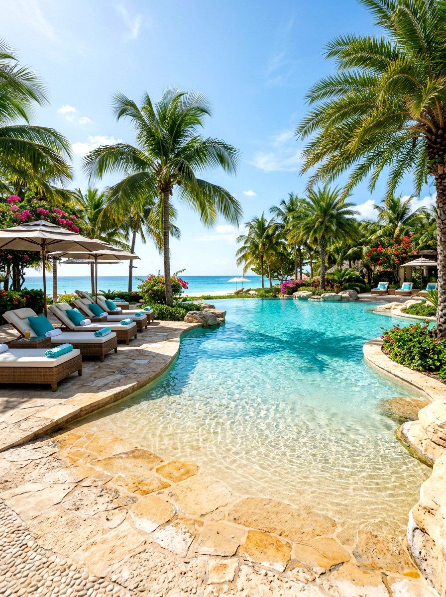 Beach Entry Pool - 30 resort backyard pool ideas