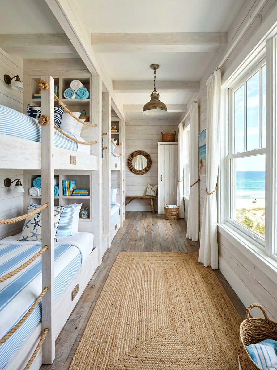 Beach House Bunk Room - 30 built in bunk room ideas