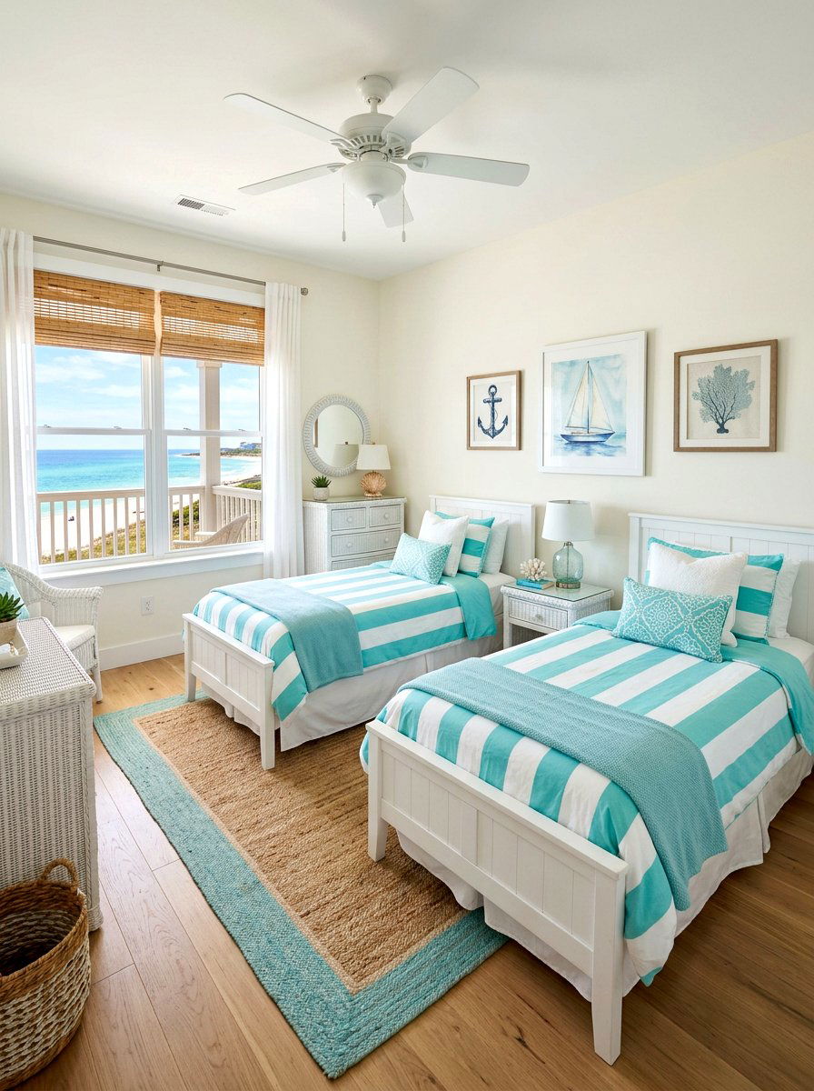 Beach House Guest Room - 30 aqua bedroom ideas