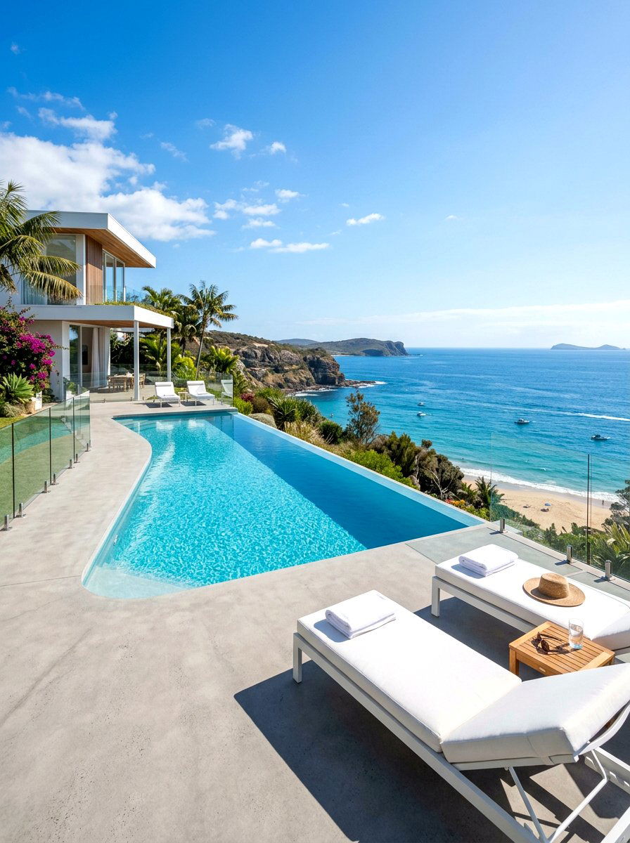 Beach House Infinity Pool - 30 coastal backyard ideas
