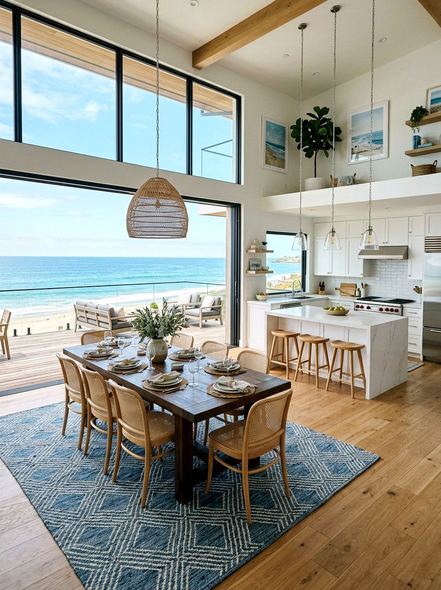 Beach House Open Concept Dining - 30 coastal dining room ideas