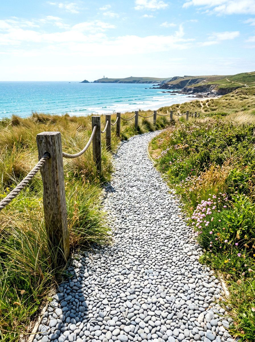 Beach Pebble Path - 30 rock landscaping ideas