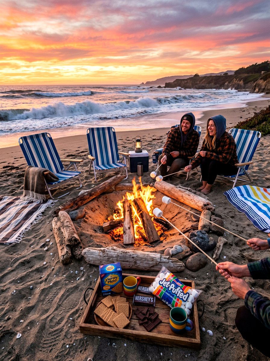 Beach Smores Bonfire - 30 s'mores station ideas