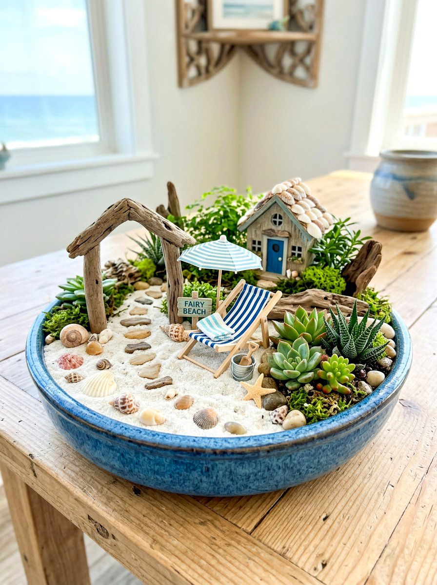 Beach Theme Fairy Garden - 30 miniature fairy garden ideas