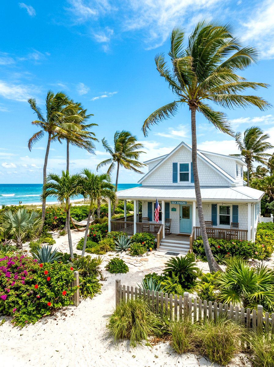 Beach cottage landscaping palms - 30 beach cottage exterior ideas