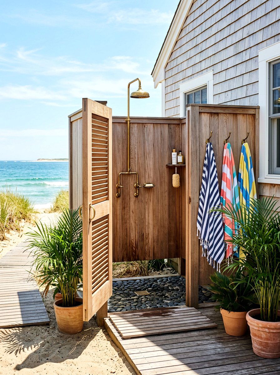 Beach cottage outdoor shower - 30 beach cottage exterior ideas