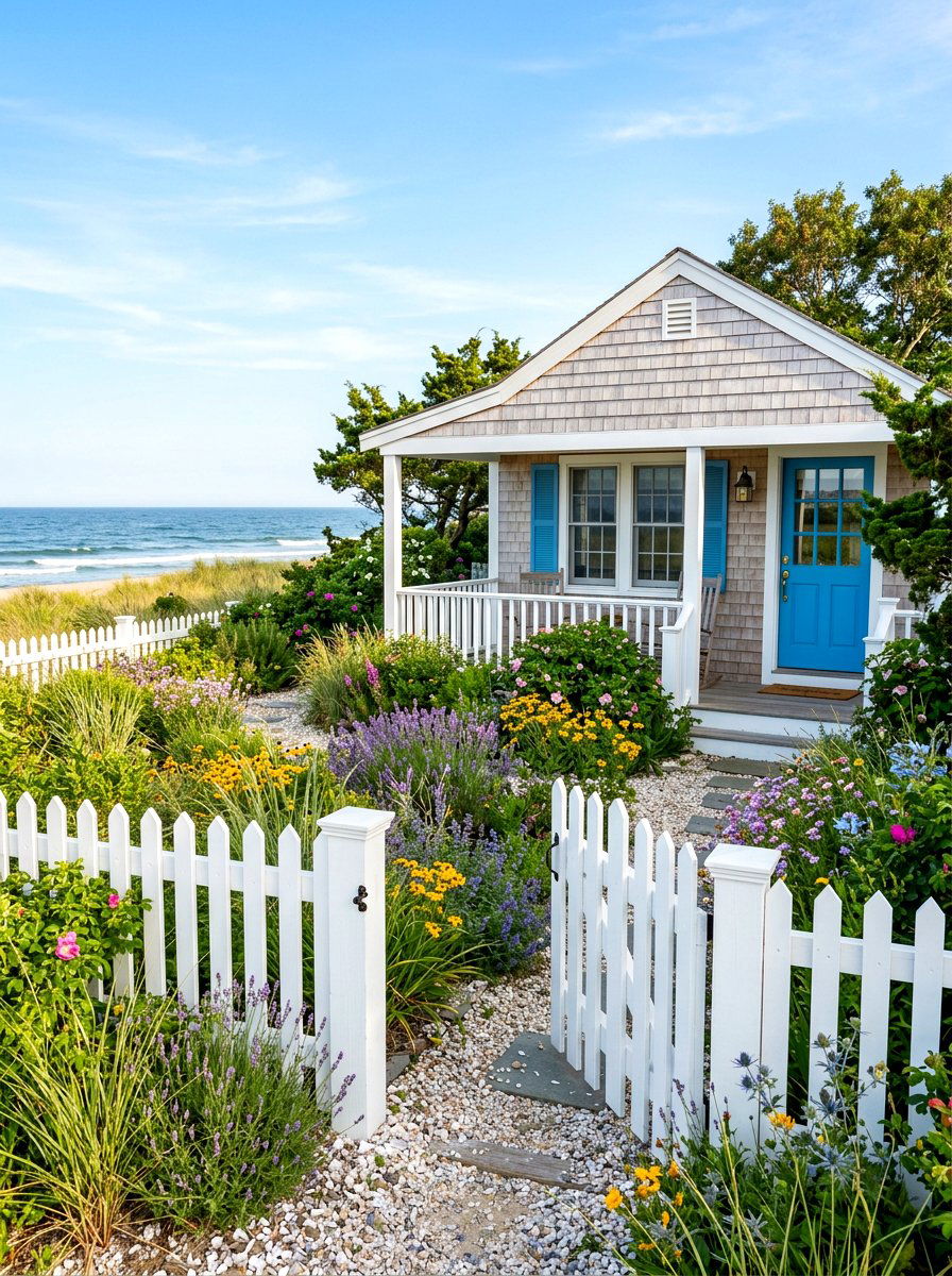Beach cottage picket fence - 30 beach cottage exterior ideas