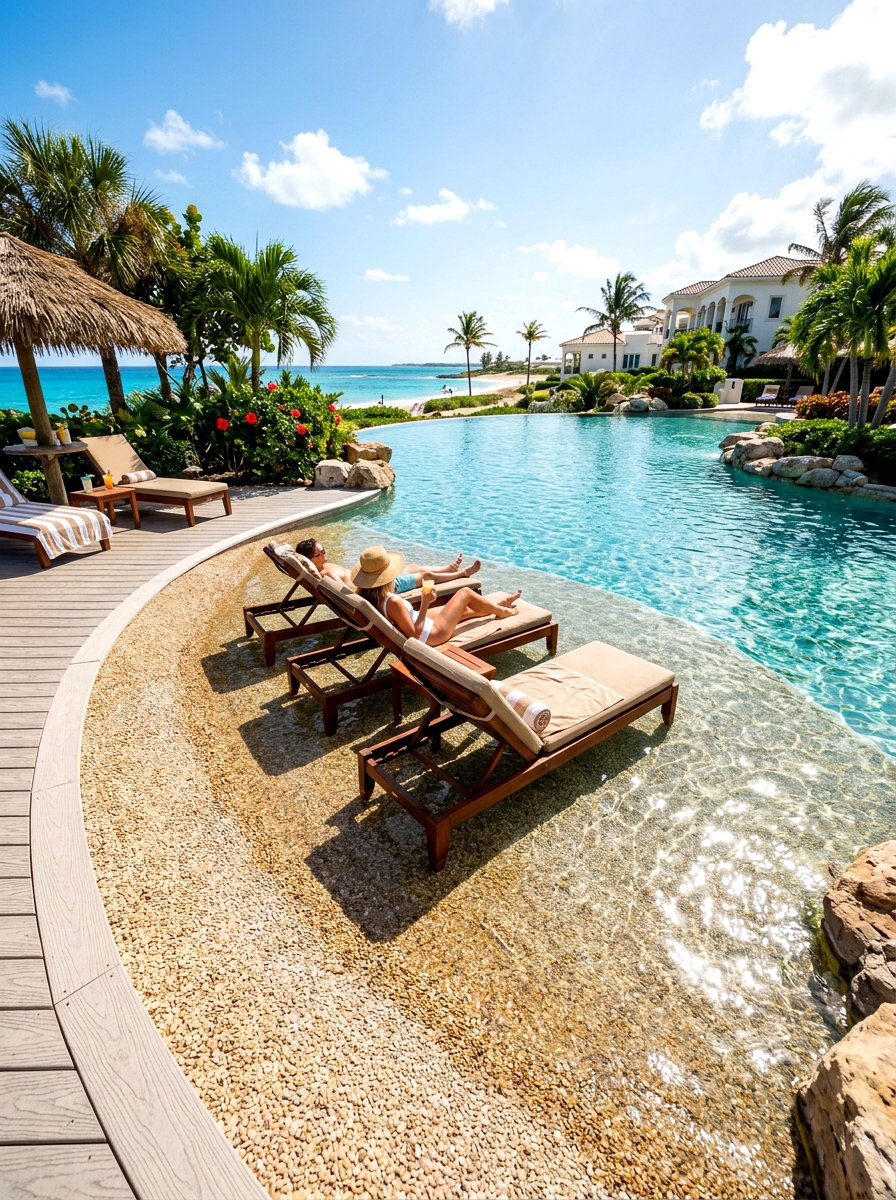Beach entry pool - 30 backyard oasis pool ideas