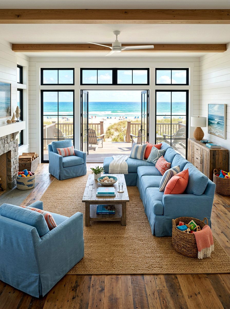 Beach house living room - 30 coastal summer living room ideas